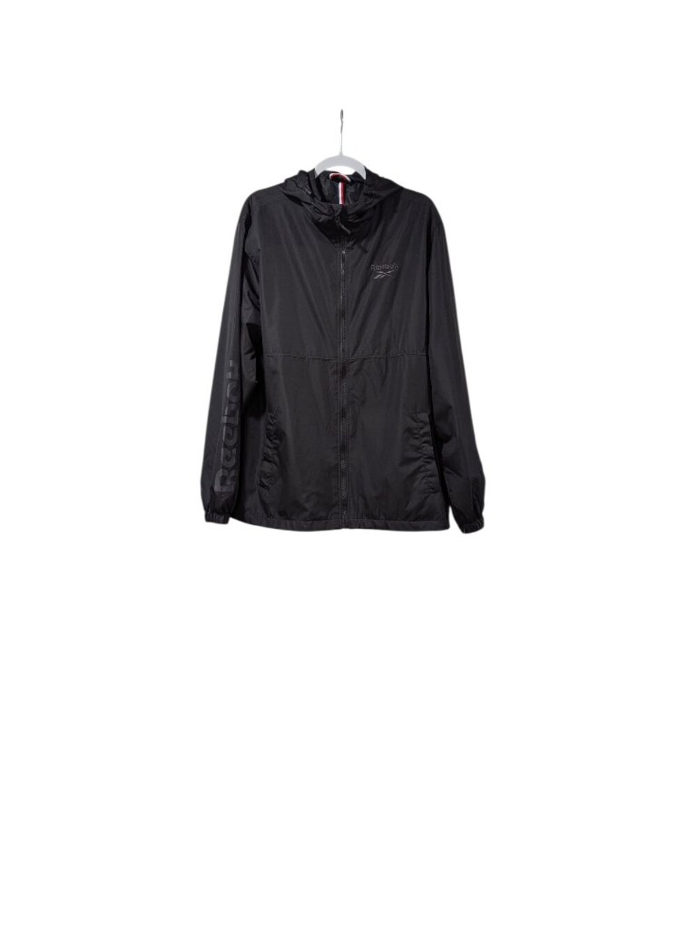 Reebok NWT Black Full Zip Windbreaker Hooded Jacket Casual Athletic Sz XL